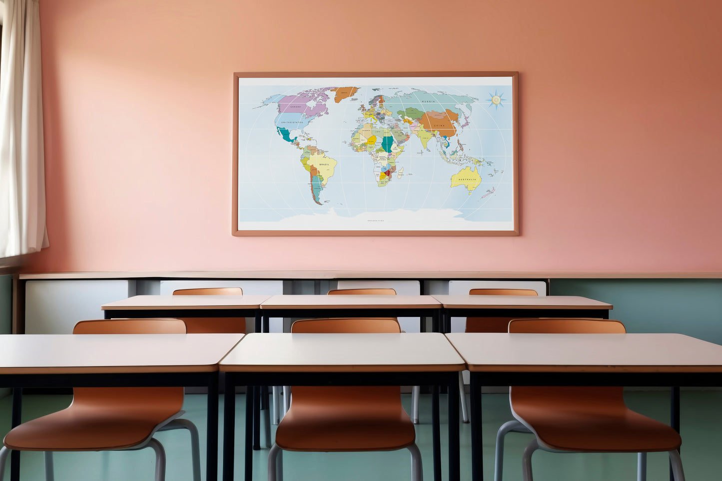 Print School World Map Colors 35.5x21.5cm