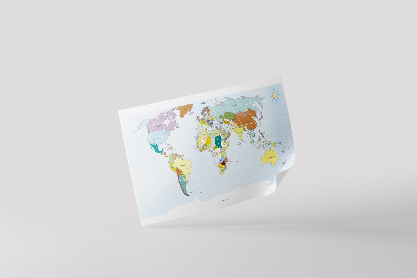 Print School World Map Colors 35.5x21.5cm