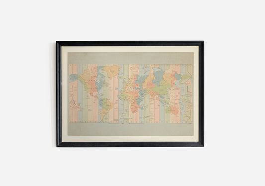 Print Map World Color Bars Vintage Illustration 290x208cm