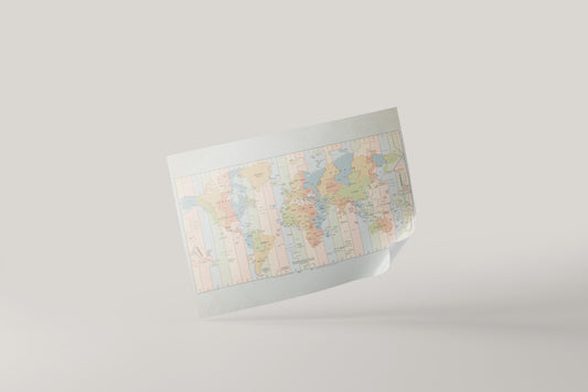 Print Map World Color Bars Vintage Illustration 290x208cm