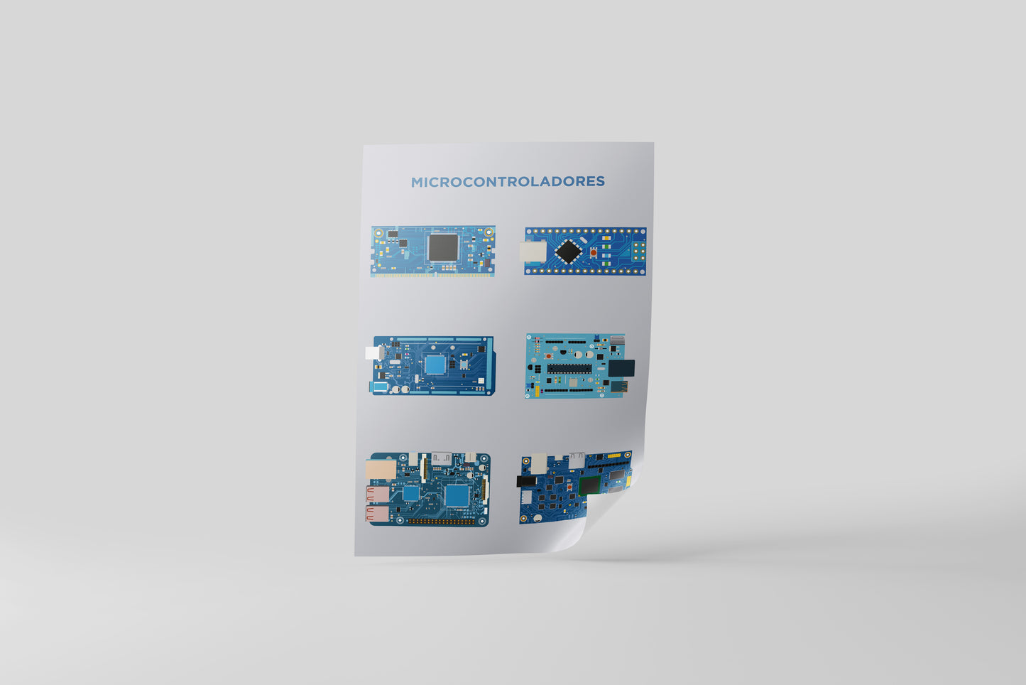 Print Technology Microcontrollers Grey Illustration 60x90cm