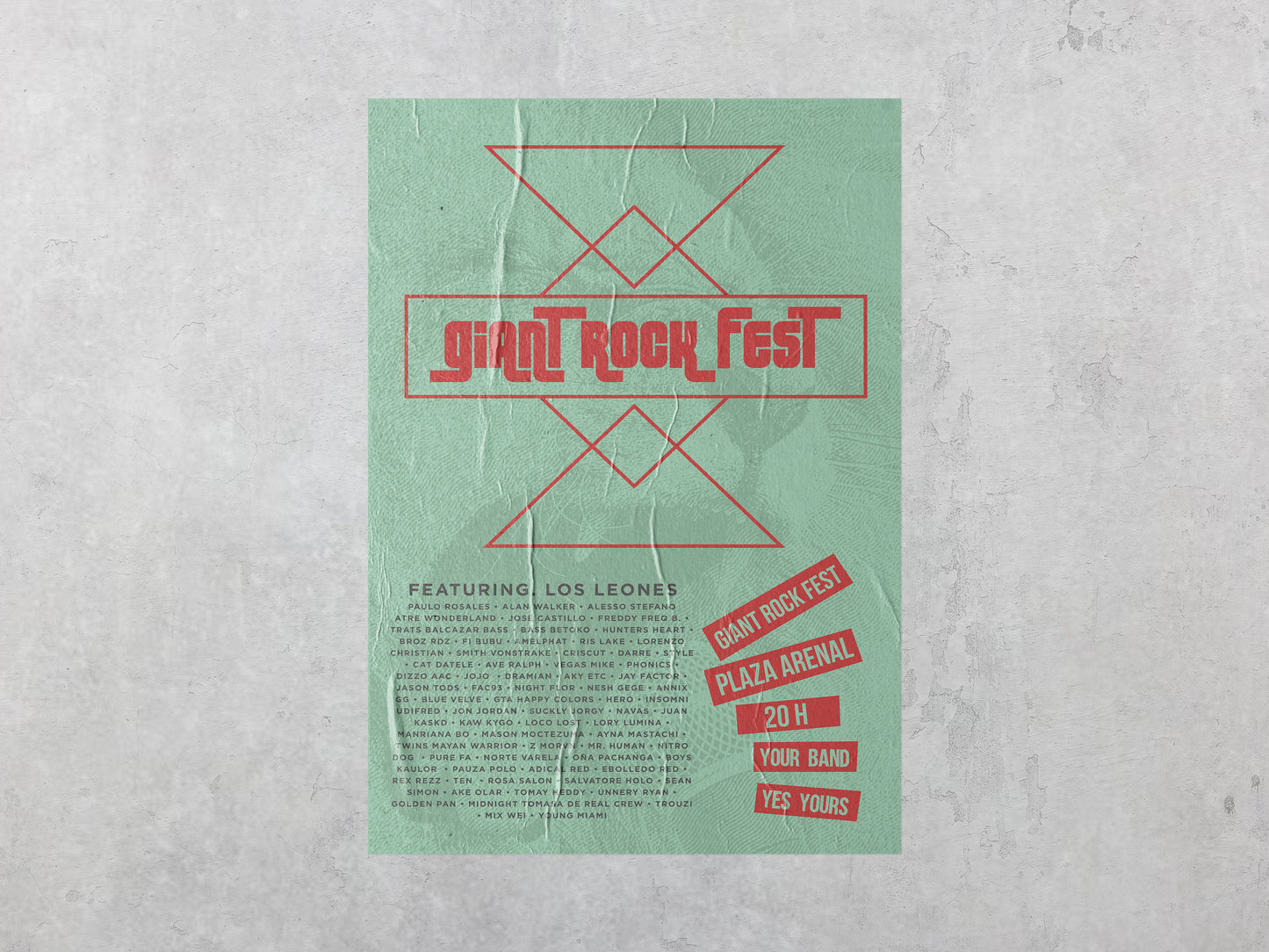 Print Urban Music Giant Rock Fest Green Advertisement 60x90cm