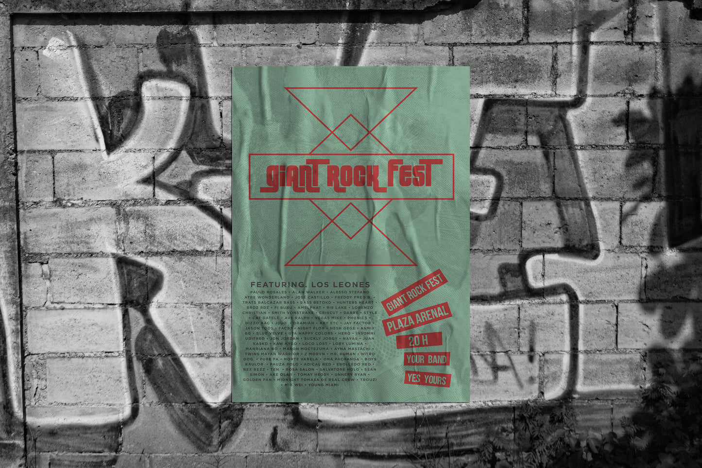 Print Urban Music Giant Rock Fest Green Advertisement 60x90cm