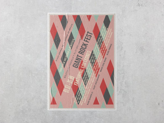 Print Urban Music Giant Rock Fest Pink Advertisement 60x90cm