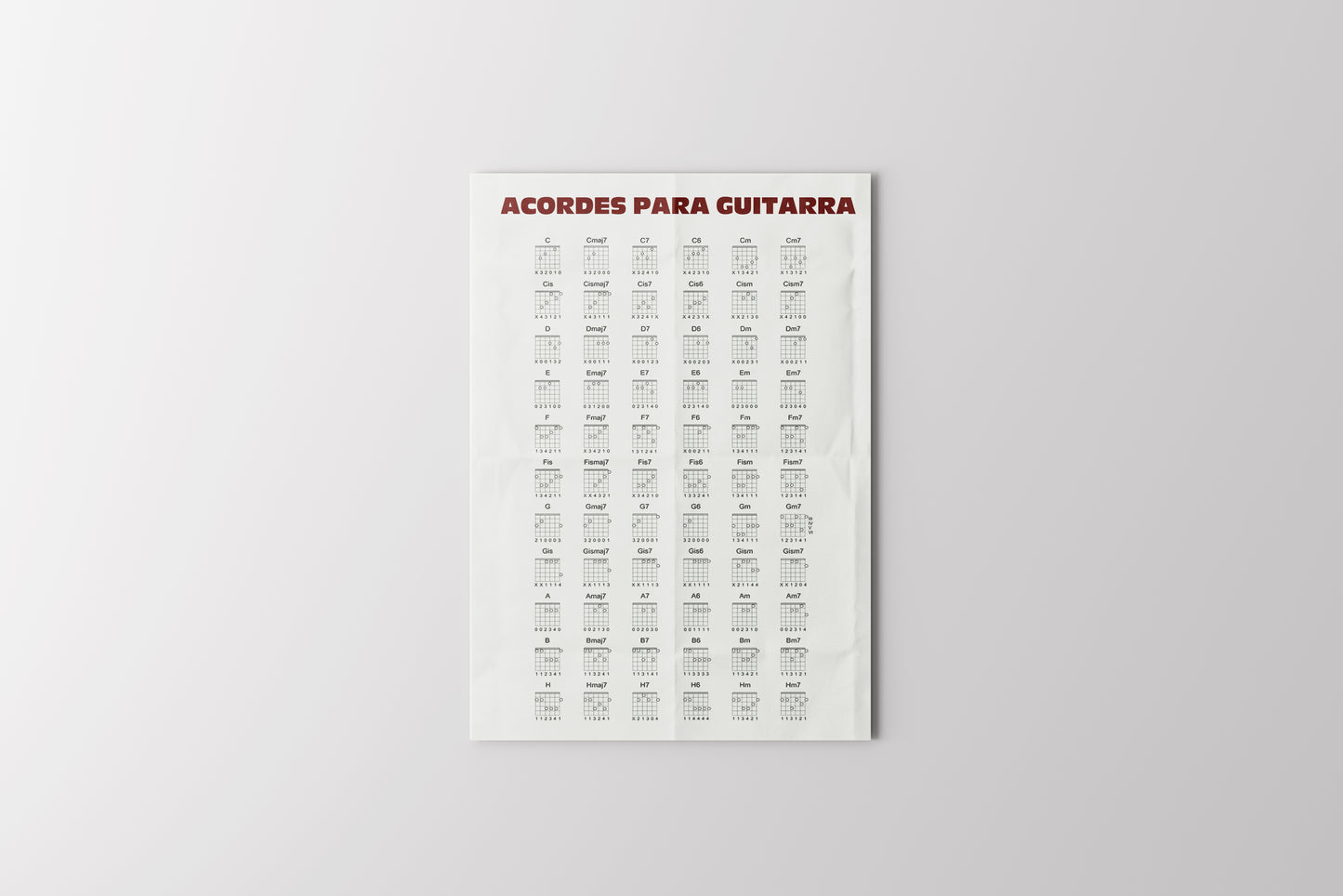 Print Music Guitar Chords Illustration 28x43cm