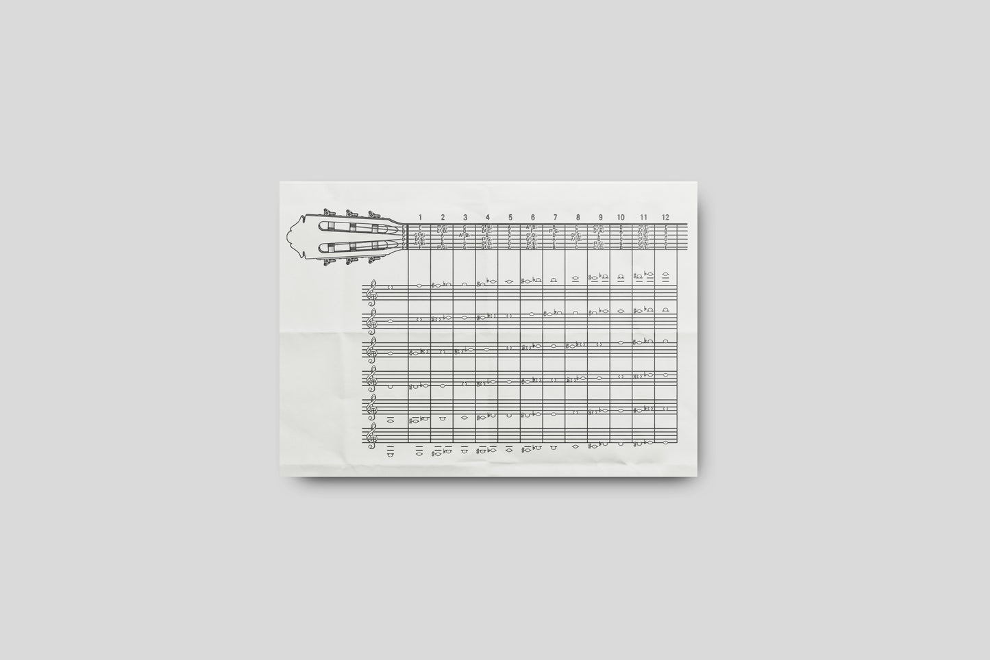Print Music Guitar Chords Illustration 28x21.5cm