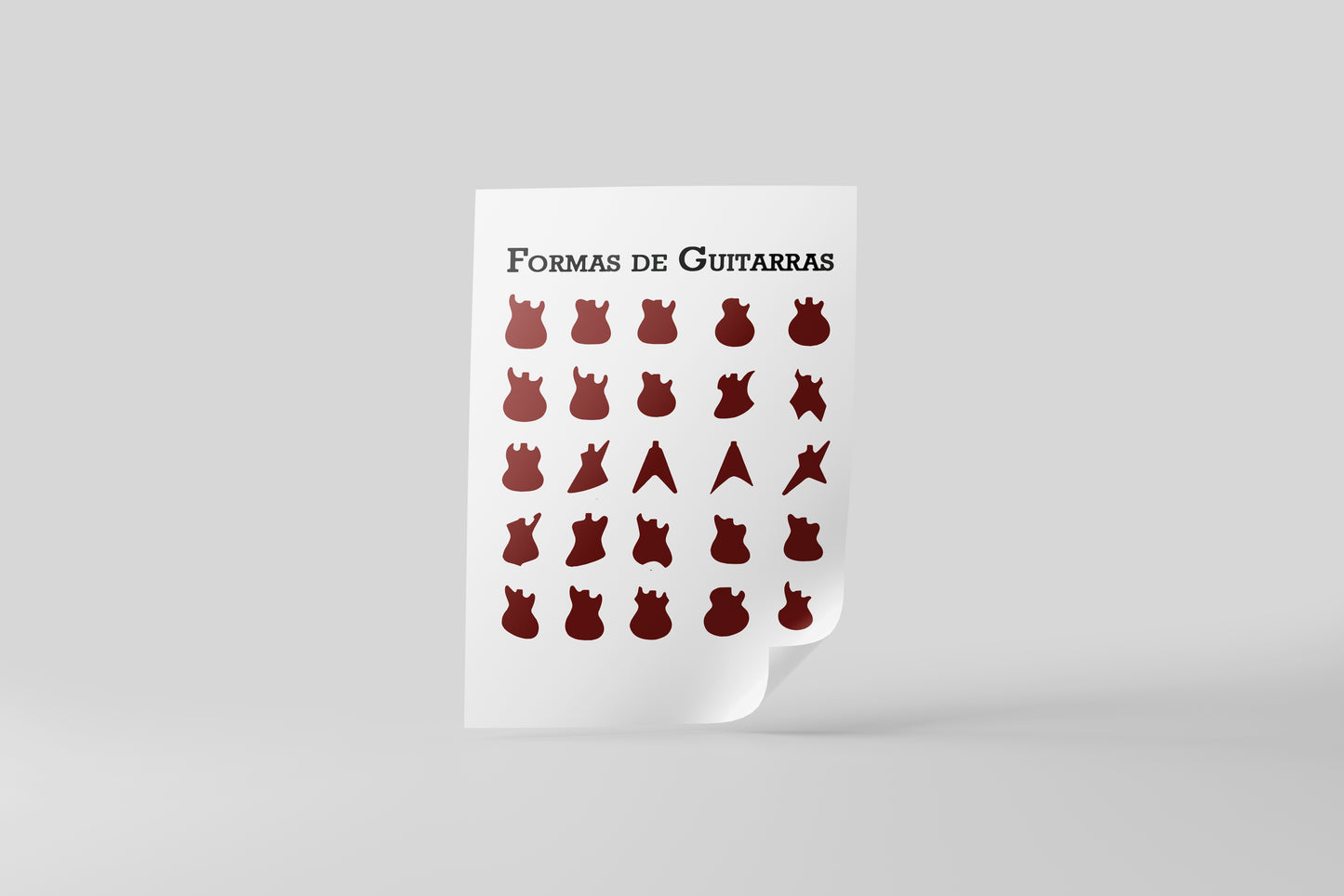 Print Music Guitar Shapes Illustration 28x43cm
