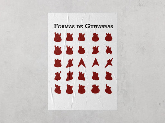 Print Music Guitar Shapes Illustration 28x43cm