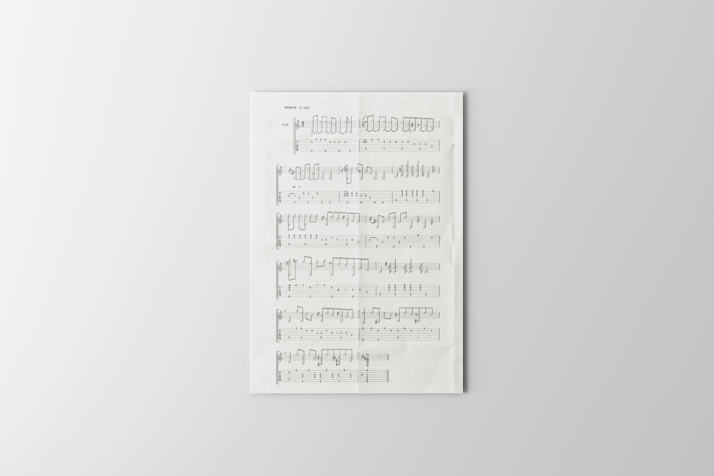 Print Music Musical Score Illustration 28x43cm