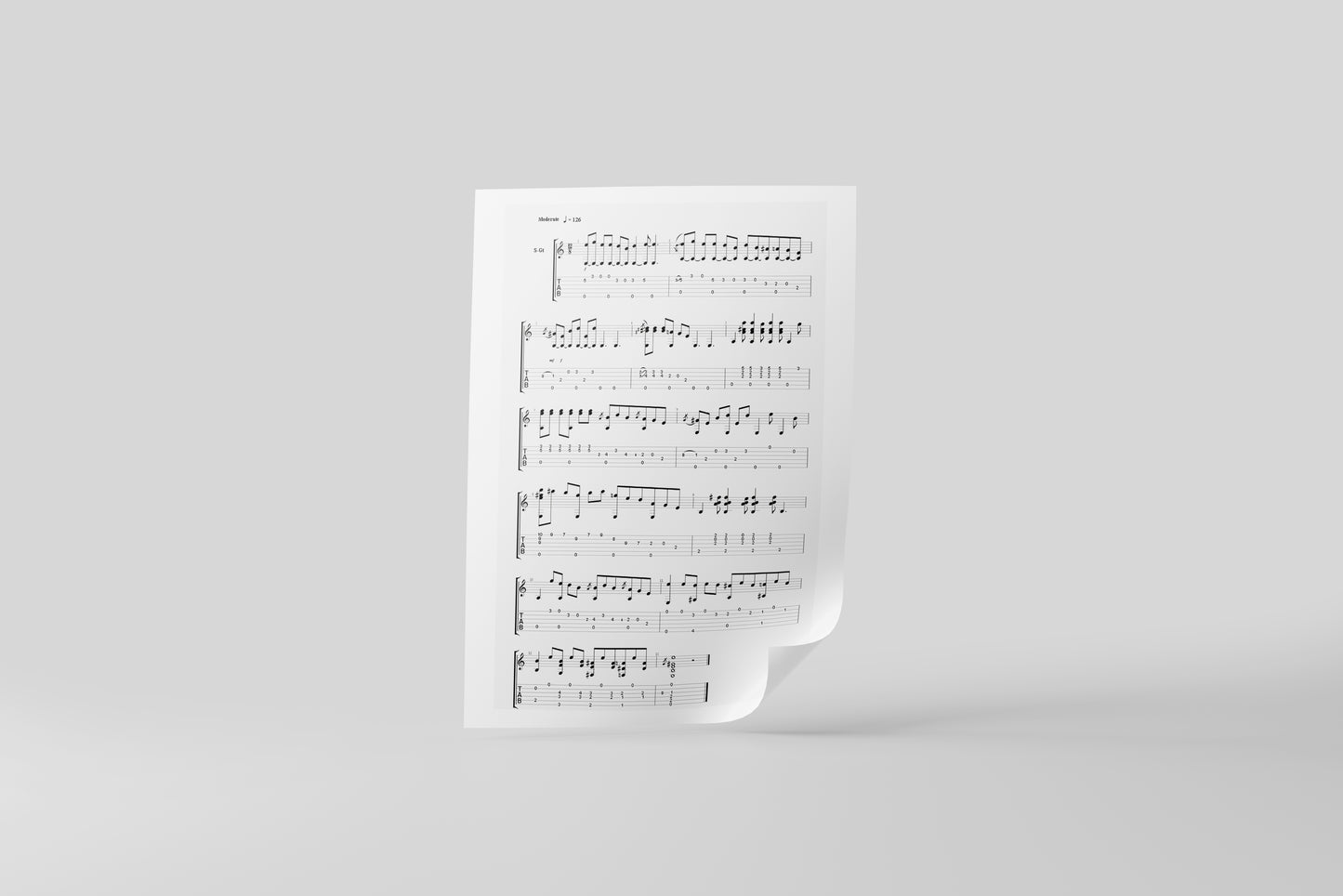 Print Music Musical Score Illustration 28x43cm