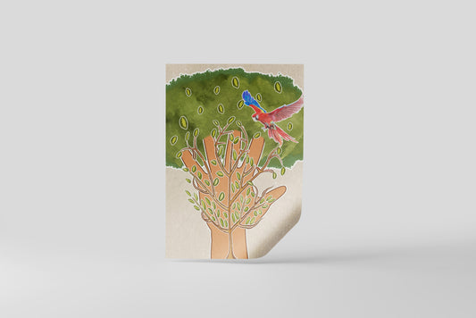 Print School Nature Environmental Hand Tree 60x90cm