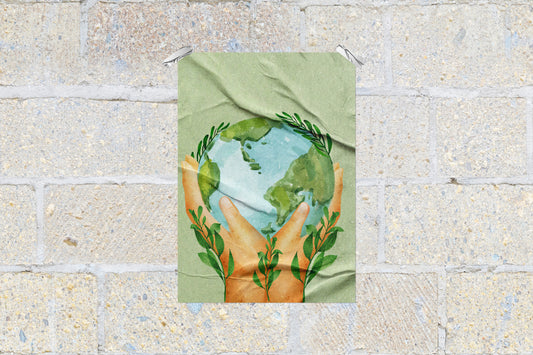 Print School Nature Environmental Hands Holding Planet 60x90cm