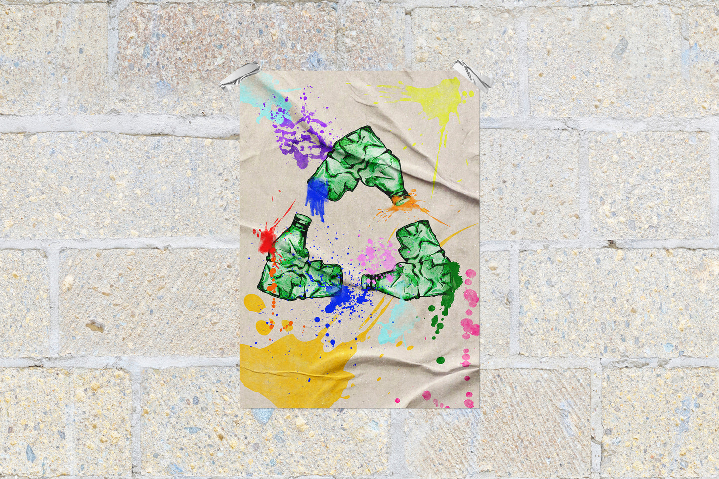 Print School Nature Environmental Recycle Bottles 60x90cm