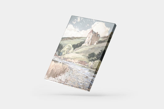 Print Nature Landscape Lake Castle Paint 50x70cm