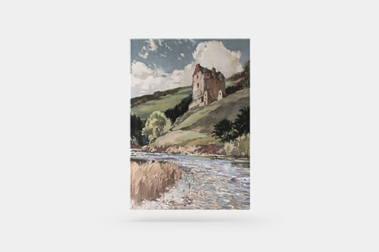 Print Nature Landscape Lake Castle Paint 50x70cm