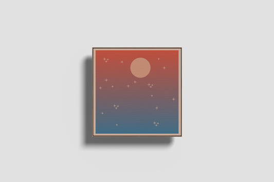 Print Nature Sunset & Stars Illustration 12.4x12.4cm
