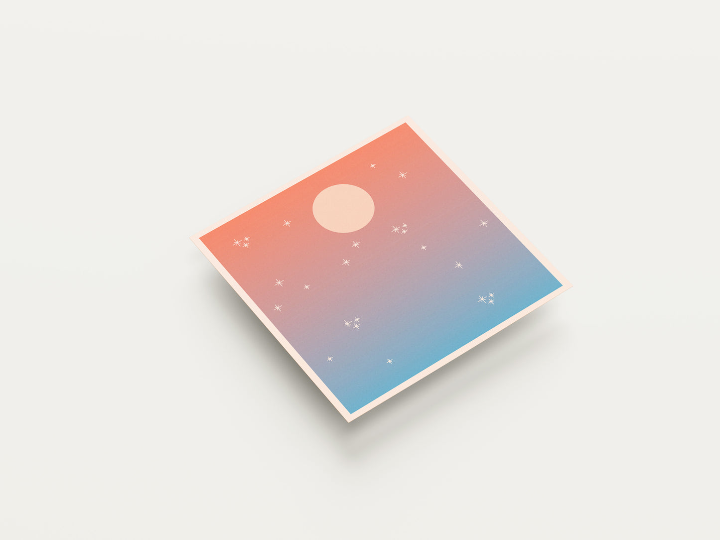 Print Nature Sunset & Stars Illustration 12.4x12.4cm