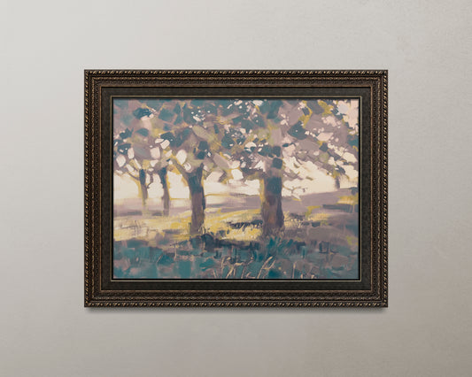 Print Nature Trees Sunrise Vintage Paint 25x20cm