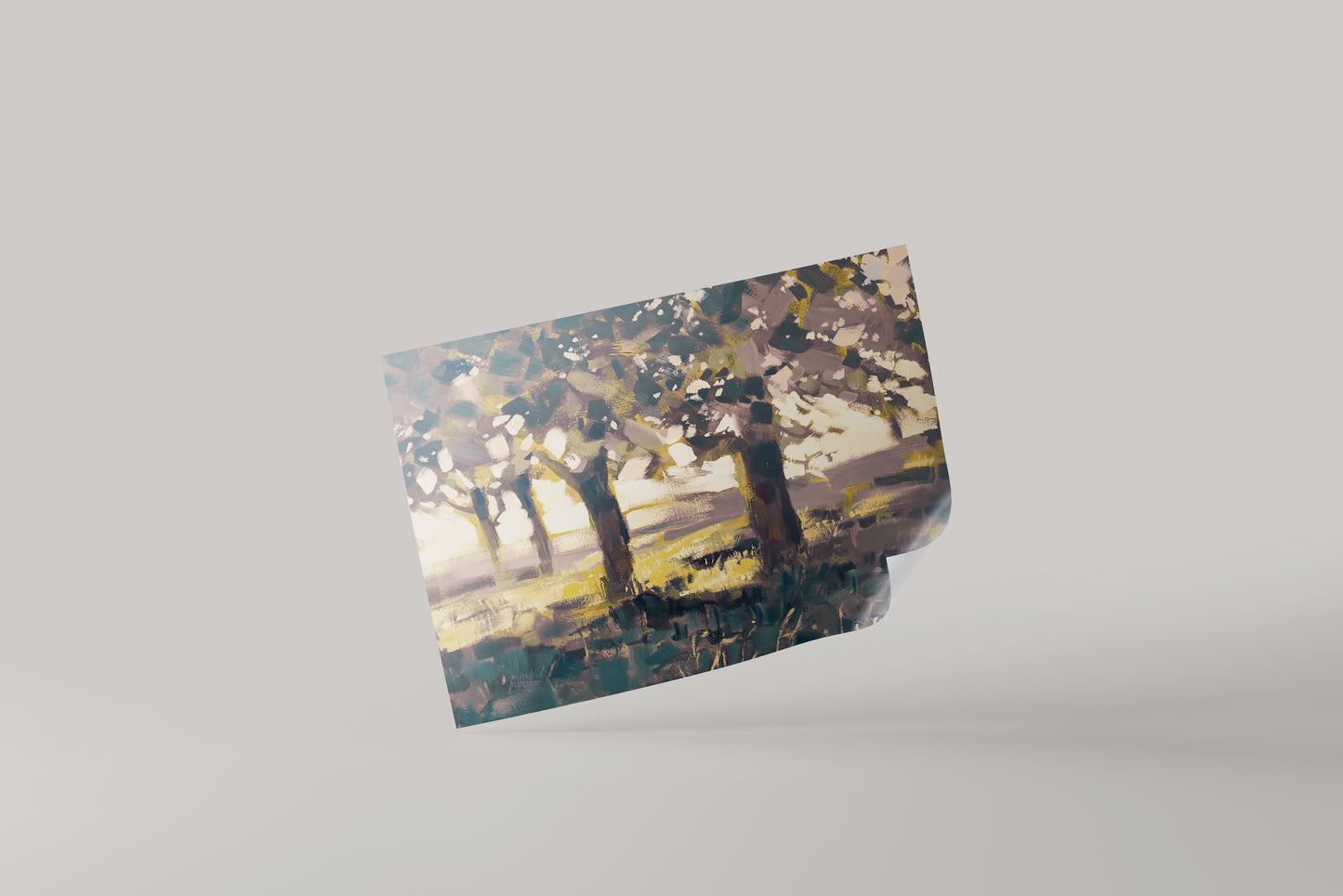 Print Nature Trees Sunrise Vintage Paint 25x20cm