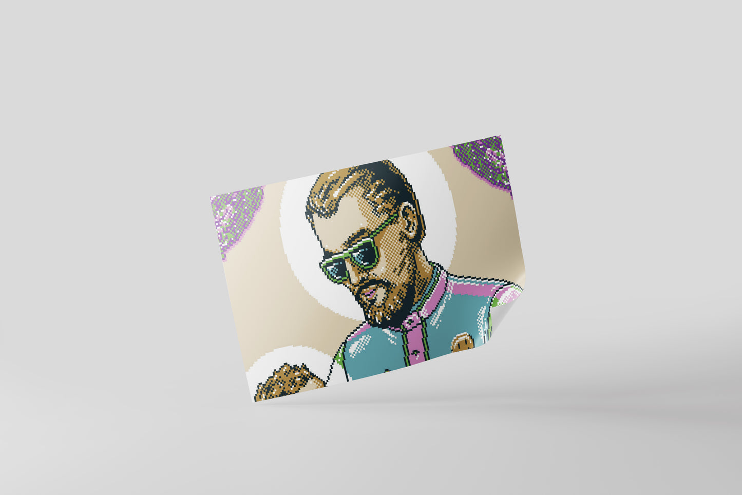Print Pixel Guy Illustration 67x38cm