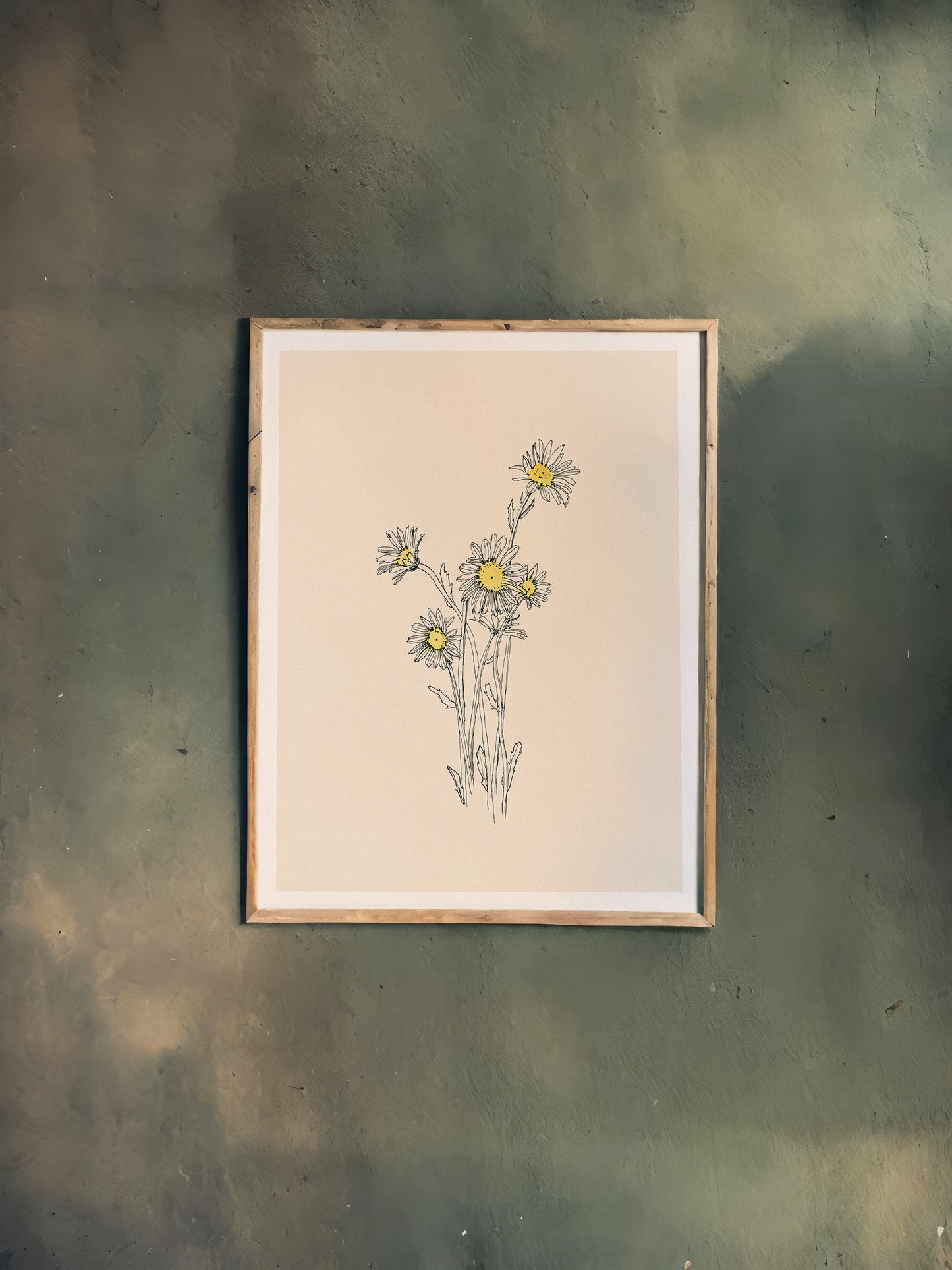 Print Nature Daisies Drawing Vintage Illustration 40x50cm