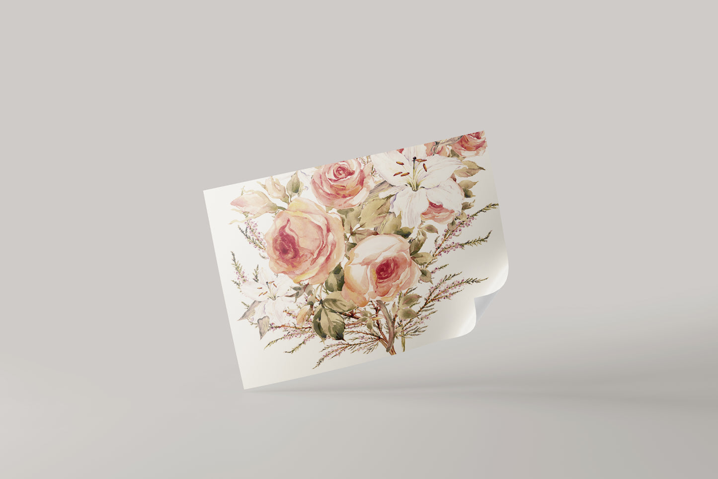 Print Nature Flowers Roses Lily Vintage Paint 46x36cm