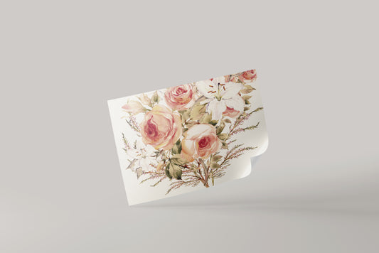 Print Nature Flowers Roses Lily Vintage Paint 46x36cm