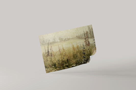 Print Nature Flowers Yellow Green Vintage Paint 52x32cm