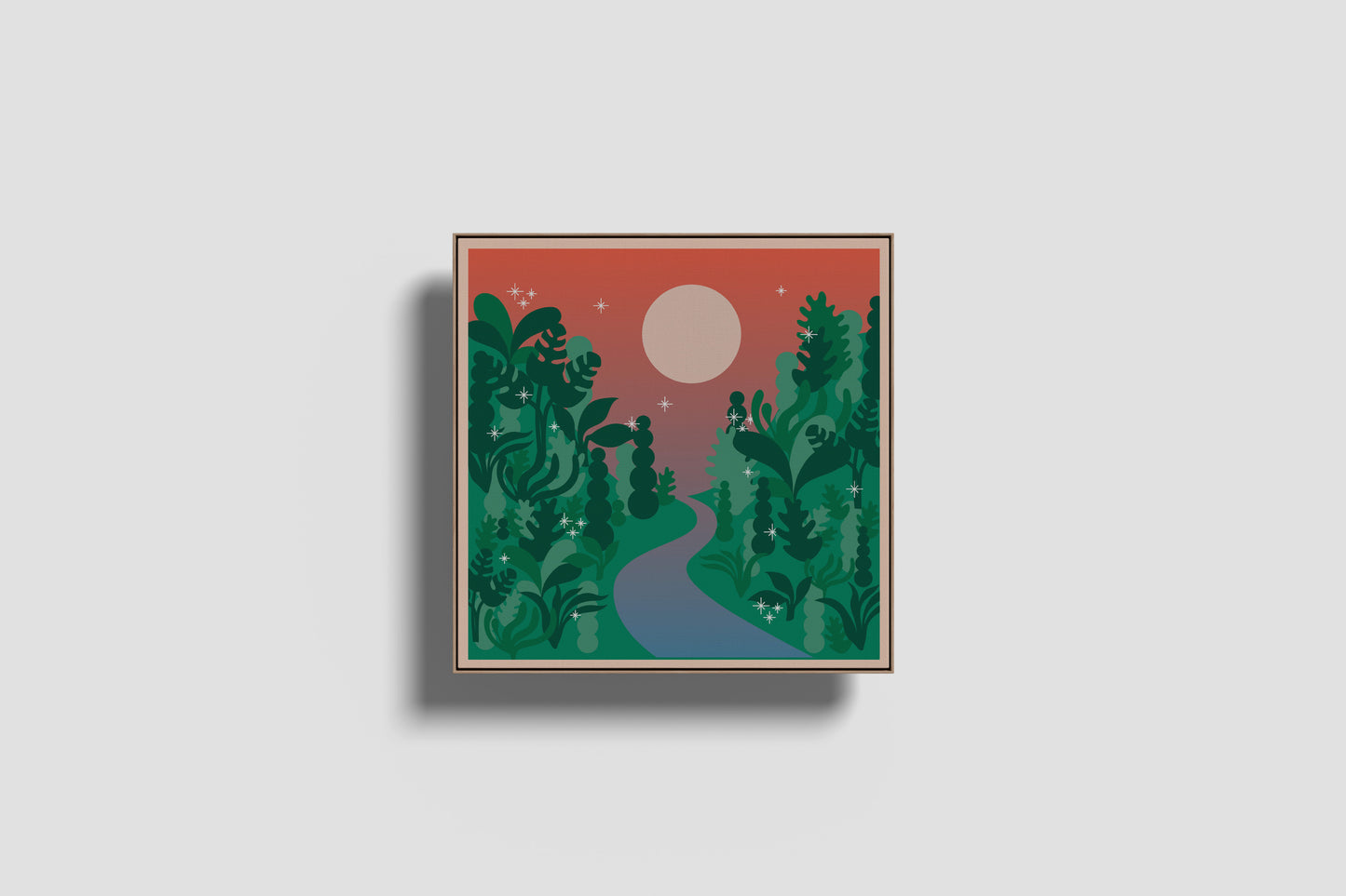 Print Plants Grass Path Sunset Illustration 12.4x12.4cm