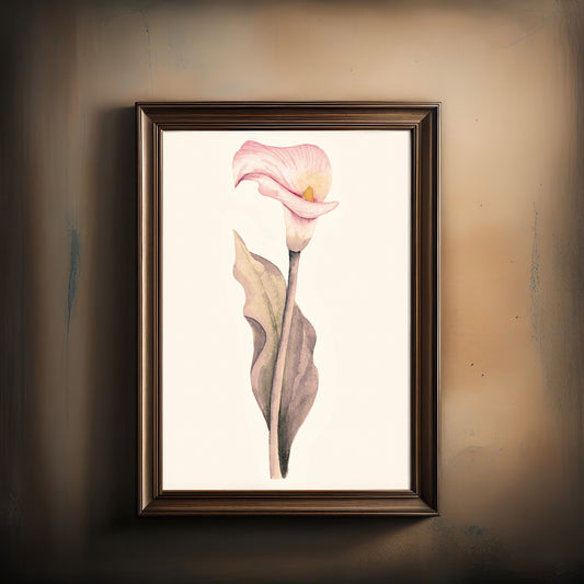 Print Nature Lily Flower Pink Vintage Paint 17.9x27cm