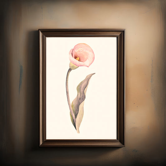 Print Nature Lily Flower Pink Vintage Paint 17.9x27cm