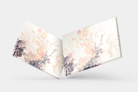 Print Nature Peony Beige & Pink Leaves Vintage Paint 43x27cm