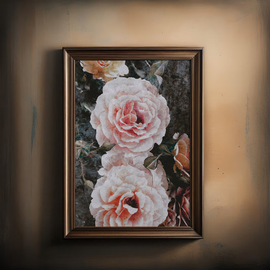 Print Nature Pink Roses Vintage Photography 62x85cm