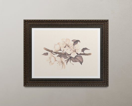 Print Nature Plum Flower Vintage Paint 22x17cm