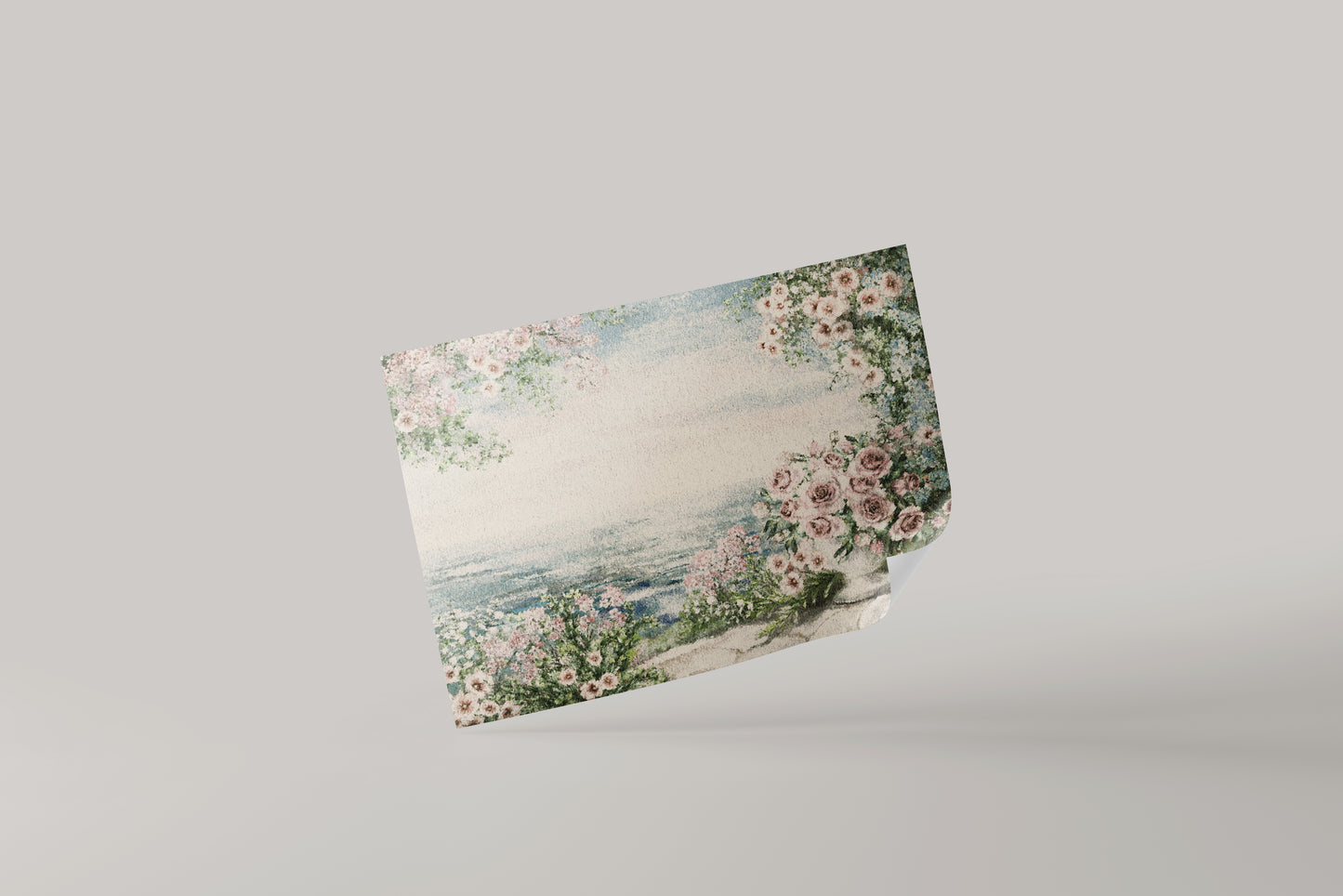 Print Nature Roses Landscape Vintage Paint 33x25cm