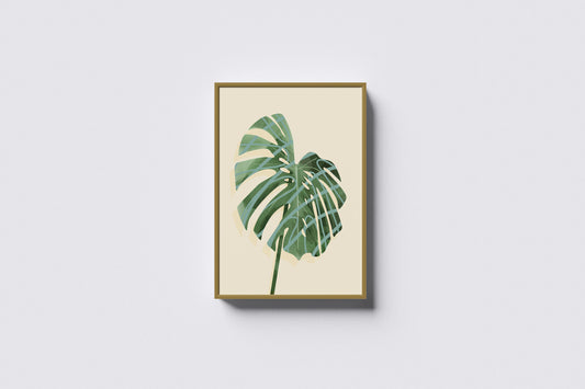 Print Nature Tropical Monstera Deliciosa Yellow  Illustration 85x106cm