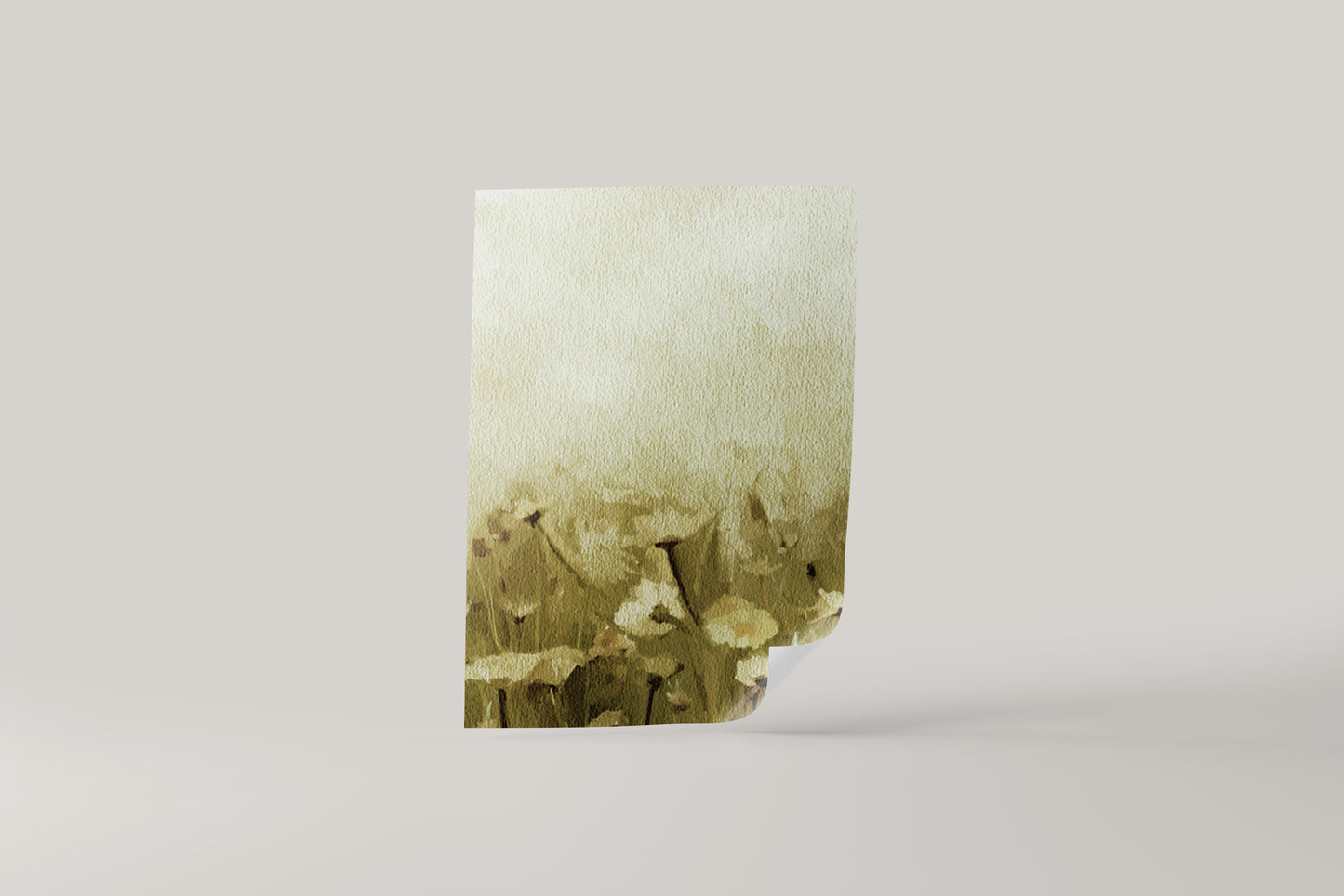 Print Nature White Poppies Yellow Sky Vintage Paint 18x30cm