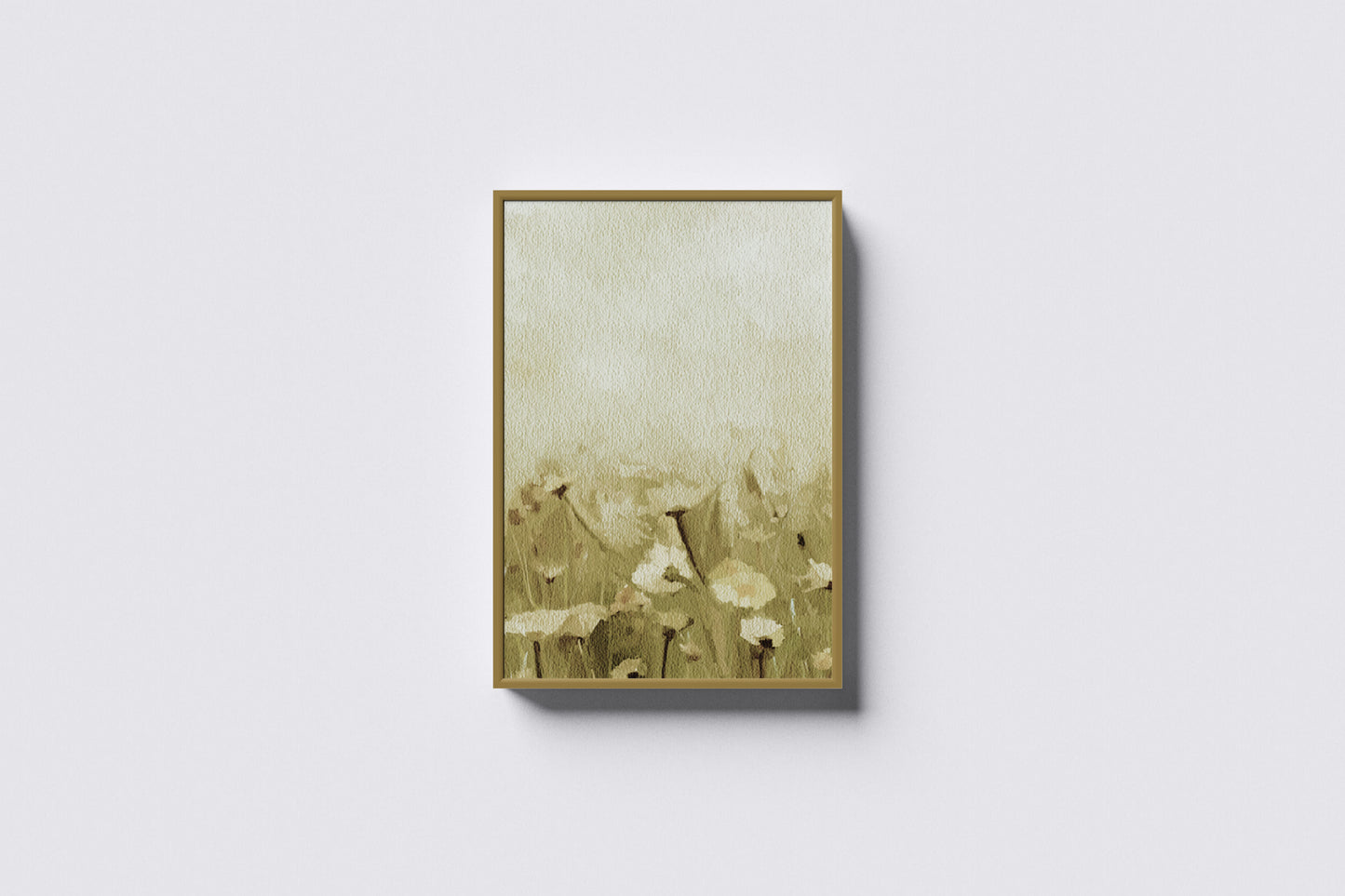 Print Nature White Poppies Yellow Sky Vintage Paint 18x30cm