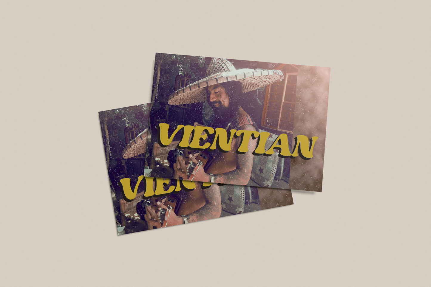 Print Postcard Vientian Vintage 15x10cm