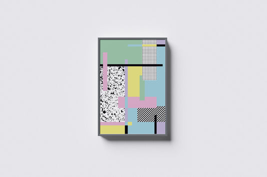 Print Abstract Rectangles Intertwined Retro 60x90cm