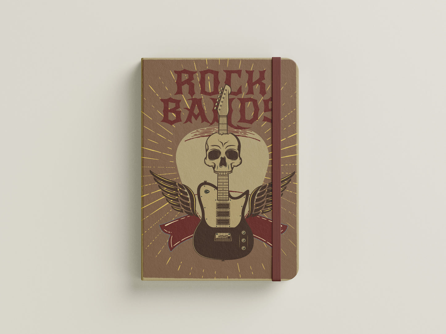 Print Rock Bands Brown Retro Illustration 24x36cm