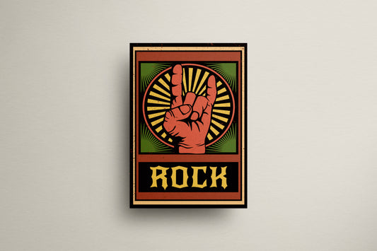 Print Rock Hand Retro Illustration 24x36cm