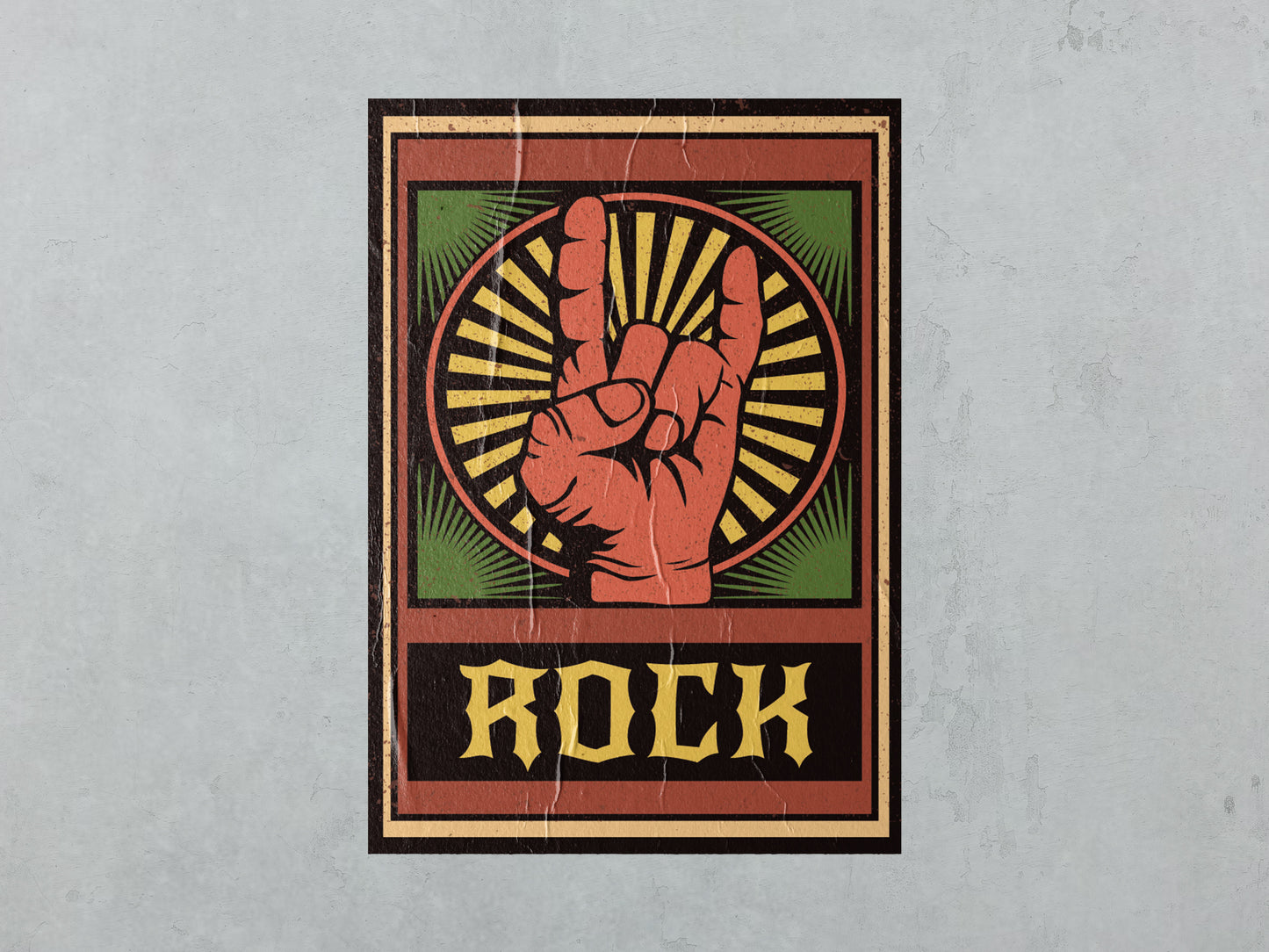 Print Rock Hand Retro Illustration 24x36cm