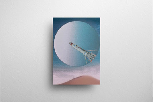 Print Space Foil Rocket Illustration 60x90cm