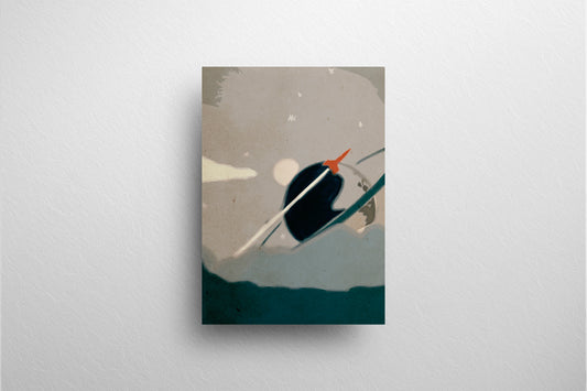 Print Space Rocket Saturn Illustration 60x90cm
