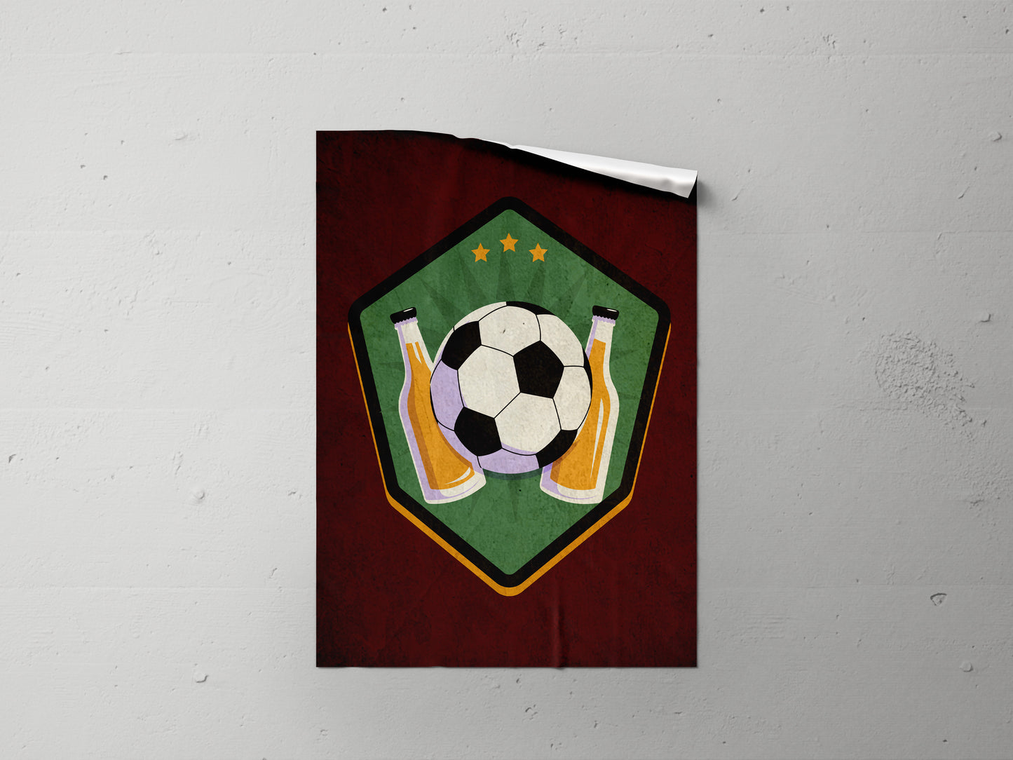 Print Sports Beer & Soccer Illustration 21.5x28cm