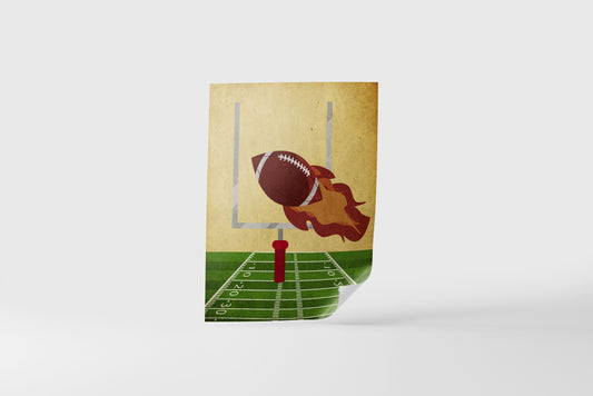 Print Sports Football Fire Ball Illustration 21.5x28cm