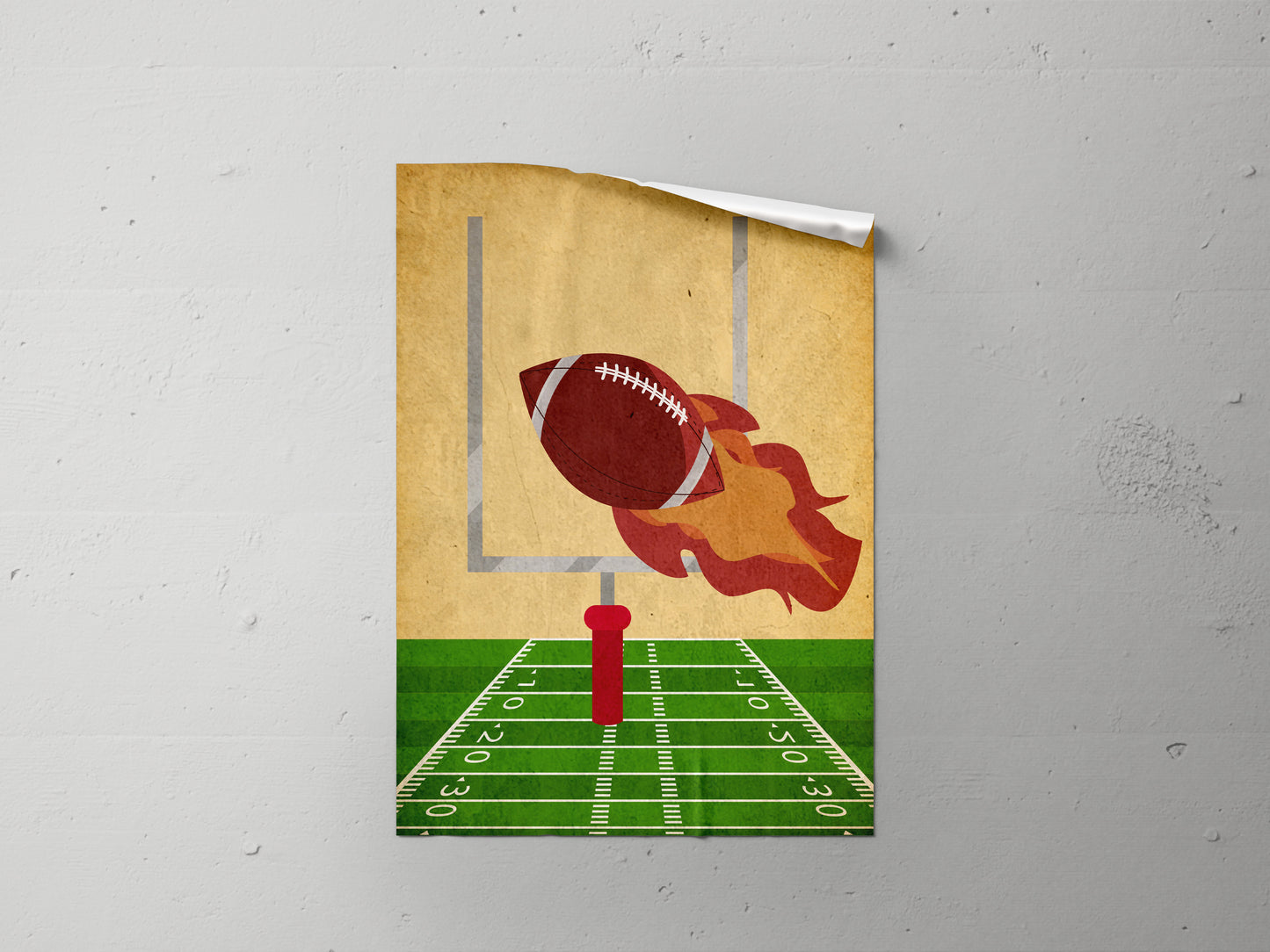 Print Sports Football Fire Ball Illustration 21.5x28cm