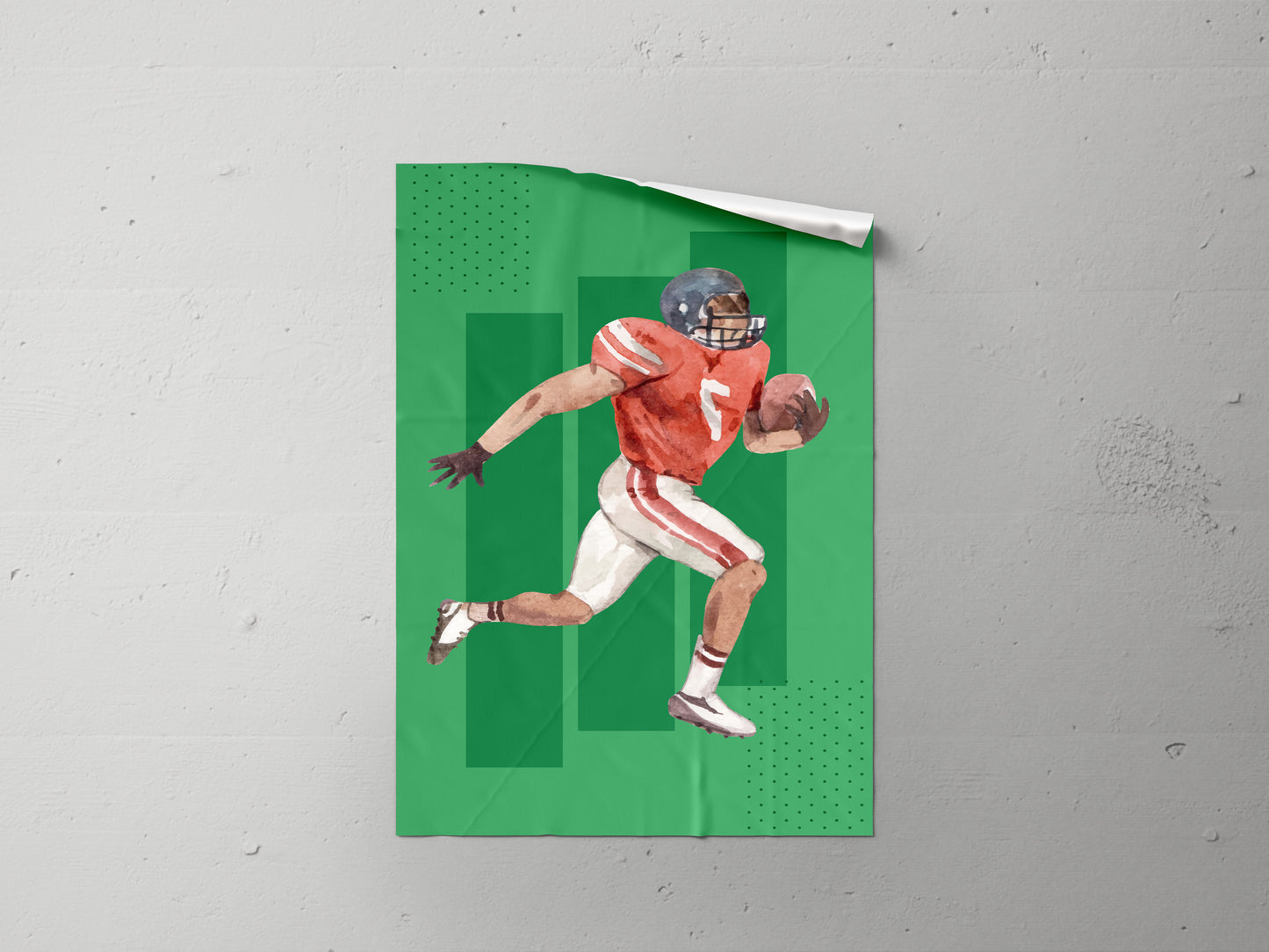 Print Sports Football Player Green Illustration 30x50cm