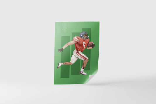 Print Sports Football Player Green Illustration 30x50cm